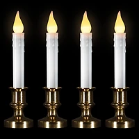 White & Gold LED C5 Flickering Window Christmas Candle Lamp With Timer