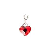 Double-Sided Red Austrian Crystal & Silver Filigree Heart Lock Charm by Bead Landing™