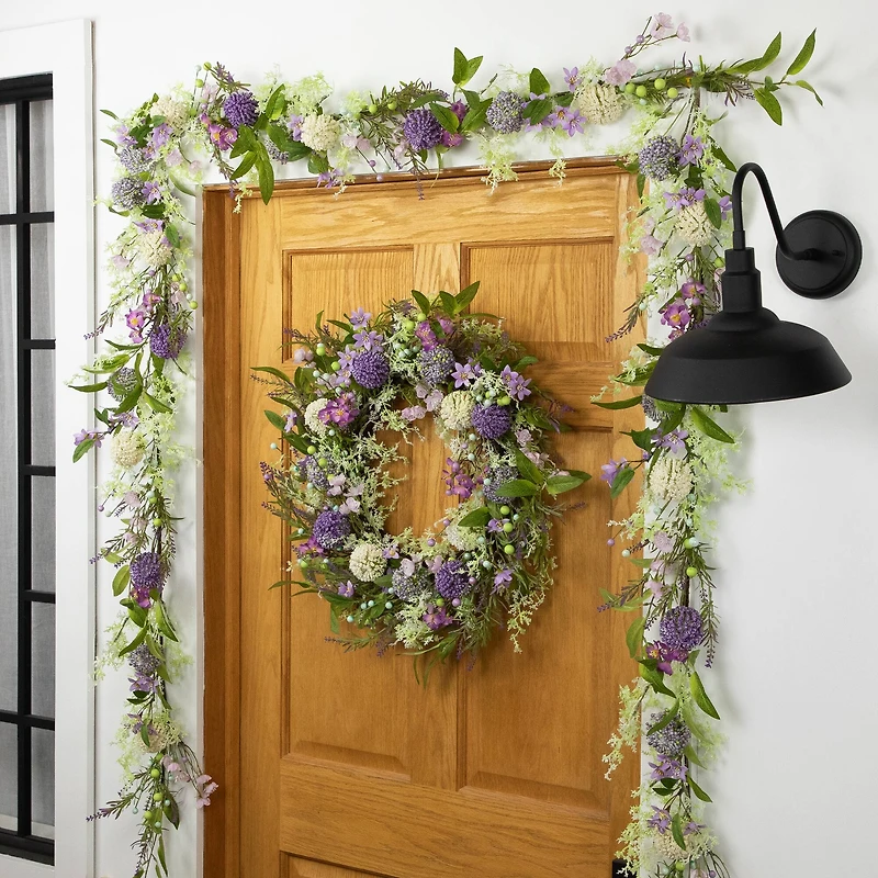 5ft. Purple Wildflower & Berry Spring Garland