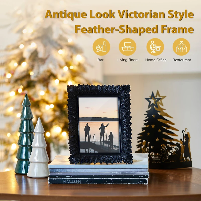 Glitzhome® 5" x 7" Black Scoop abletop Picture Frame