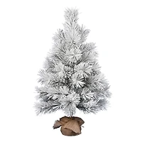 3ft. Unlit Frosted Beckett Pine Artificial Christmas Tree in Burlap Base