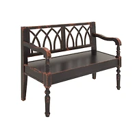 Dark Mahogany Wooden Farmhouse Indoor Bench