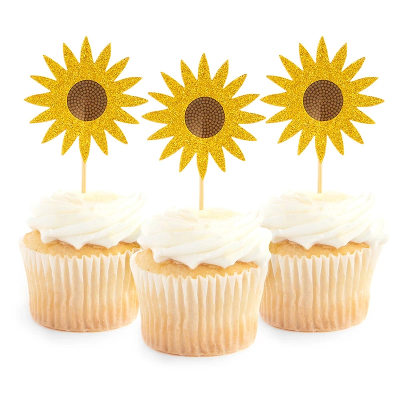 Glittery Sunflower Treat Toppers by Celebrate It®