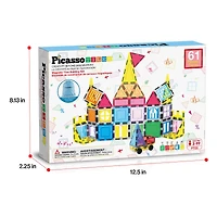 PicassoTiles 61-Piece Magnetic Tile Set with Windows & Doors