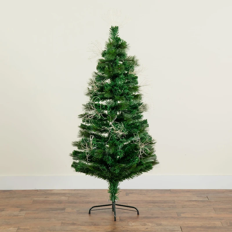 5ft. Fiber Optic Warm White LED Lights Pine Artificial Christmas Tree