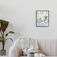 Stupell Industries Life's A Journey Blue Bicycle Flower Basket in Frame Wall Art