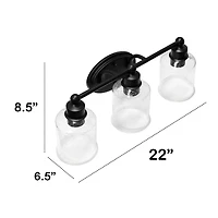Lalia Home Studio Loft Black 3 Light Metal & Glass Vanity