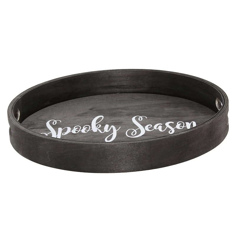 Elegant Designs™ 13.8" Round Spooky Season Serving Tray with Handles