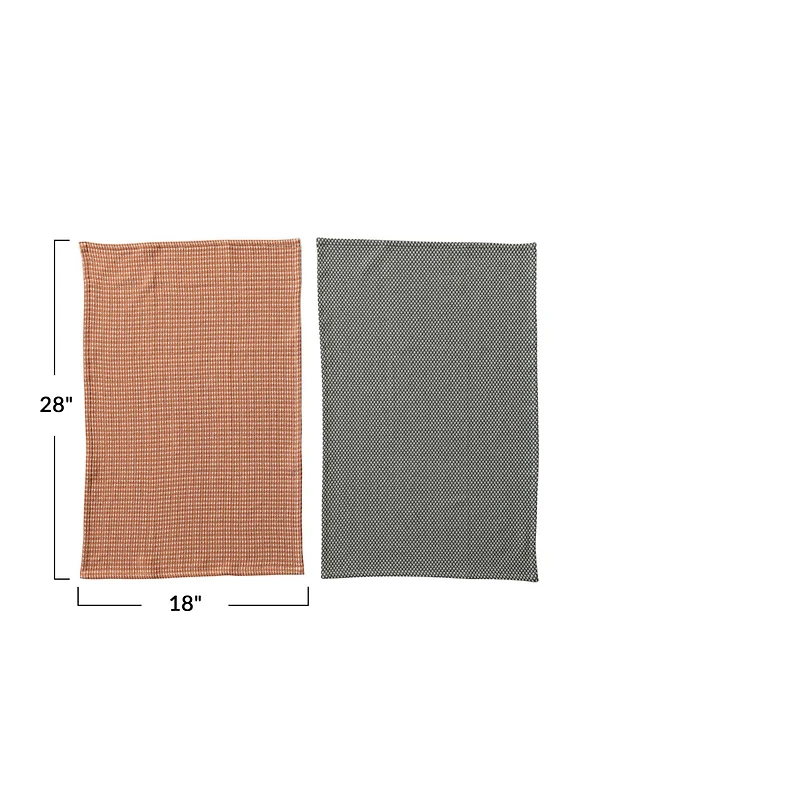 Hello Honey® Orange & Charcoal Woven Cotton Dobby Tea Towel Set