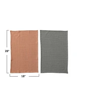 Hello Honey® Orange & Charcoal Woven Cotton Dobby Tea Towel Set