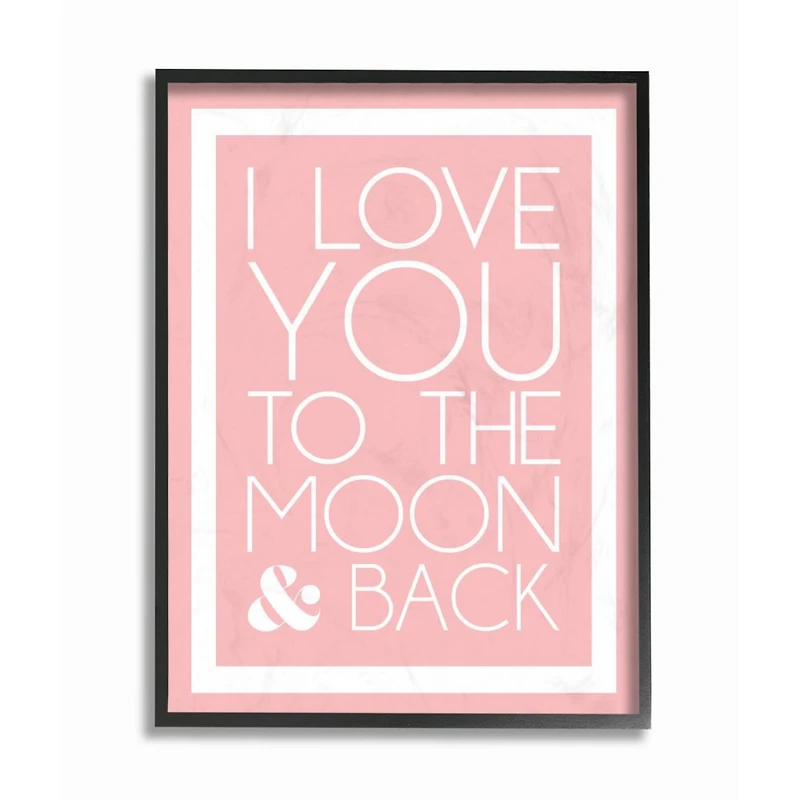 Stupell Industries Pink & White I Love You To The Moon Framed Giclee Textured Wall Art
