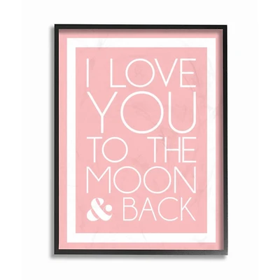 Stupell Industries Pink & White I Love You To The Moon Framed Giclee Textured Wall Art