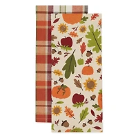 DII® Pumpkin Spice Plaid Dishtowel Set