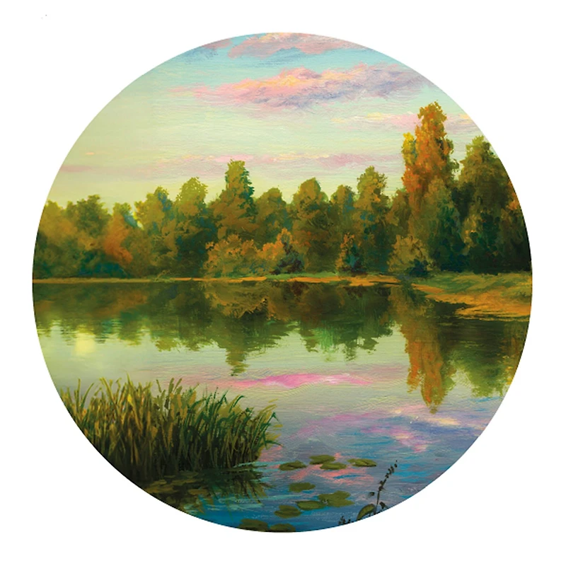7" Lake & Cabin Round Canvas Painting Kit by Craft Smart®