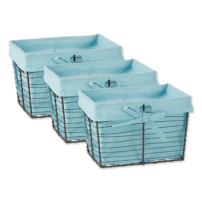 DII® Small Vintage Gray Chicken Wire Basket with Aqua Liner, 3ct.
