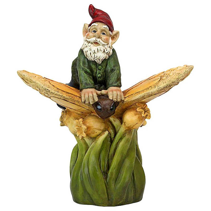 Design Toscano 19.5" On a Butterfly's Back Garden Gnome Statue
