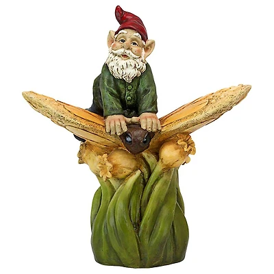 Design Toscano 19.5" On a Butterfly's Back Garden Gnome Statue