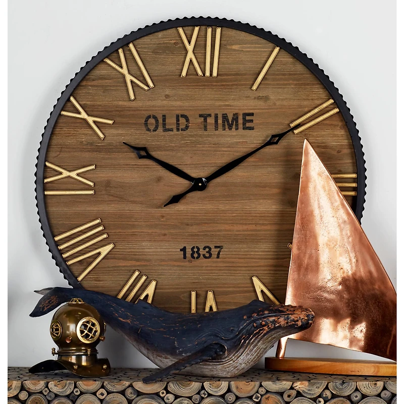 Brown Farmhouse Wood Wall Clock