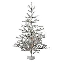 3ft. Pre-Lit Flocked Alpine Twig Artificial Christmas Tree, White Lights