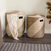 Brown Sea Grass Contemporary Storage Basket Set