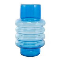 Blue Ombre Bubble Ribbed Glass Vase Set