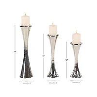 Silver Modern Candle Holder Set