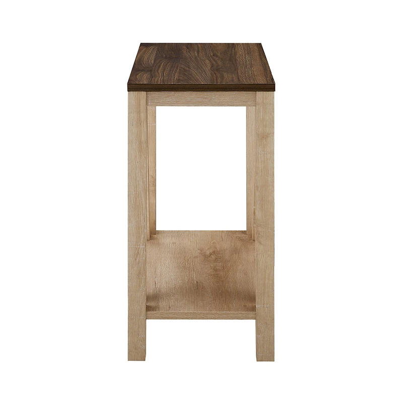 Walker Edison Dark Walnut & White Oak Narrow A-Frame Side Table
