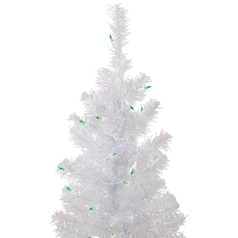 4ft. Pre-Lit White Rockport Pine Artificial Christmas Tree, Green Lights