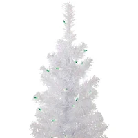 4ft. Pre-Lit White Rockport Pine Artificial Christmas Tree, Green Lights