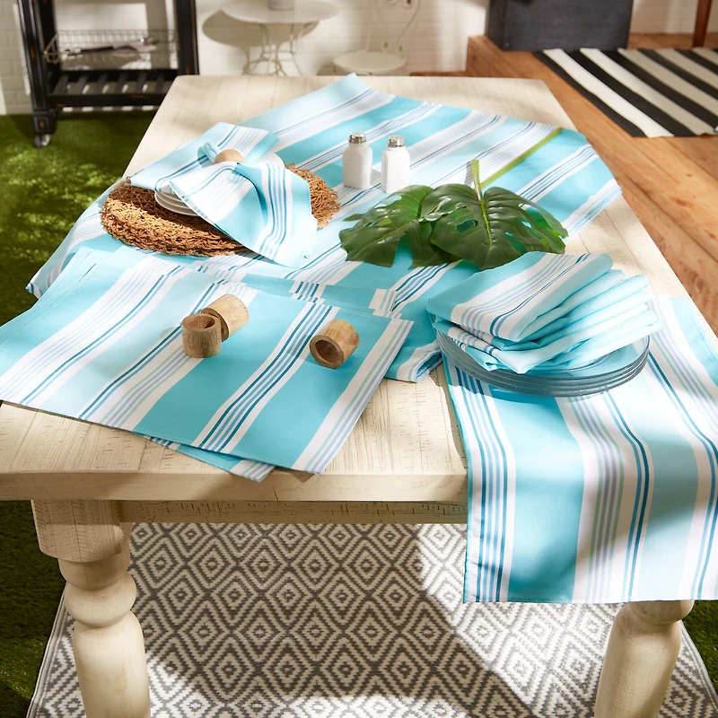 DII® Beach House Stripe Print Outdoor Tablecloth 60 Round