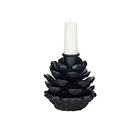 Hello Honey® 3.5" Black Cast Metal Pinecone Taper Candle Holder