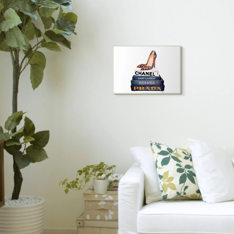 Stupell Industries Glam Fashion Book Set & Leopard Pumps Heels Wall Plaque