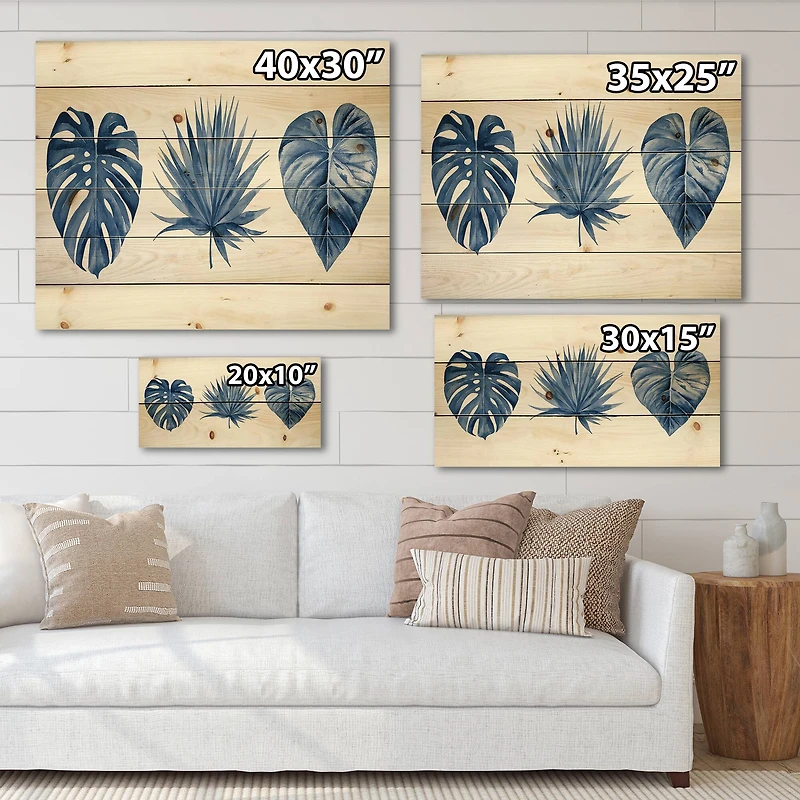 Designart - Classic Blue Tropical Leaves