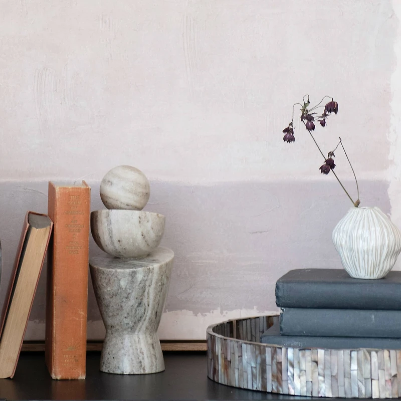 Hello Honey® 9.5" Gray & Brown Geometric Marble Décor