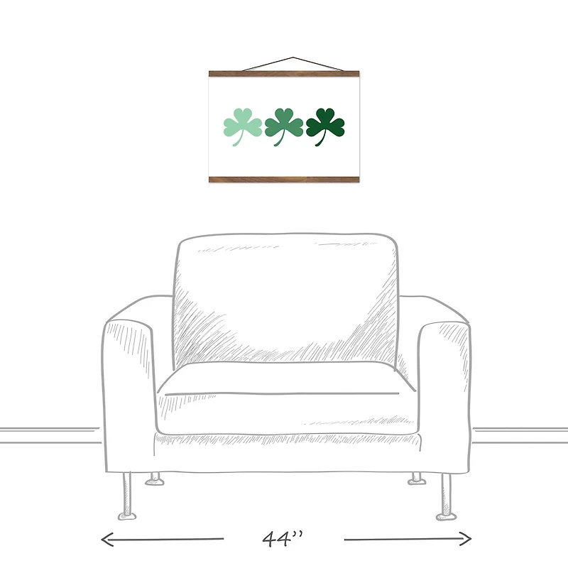 Ombre Shamrock Horizontal Hanging Canvas 16" x 20" Teak Hanging Canvas