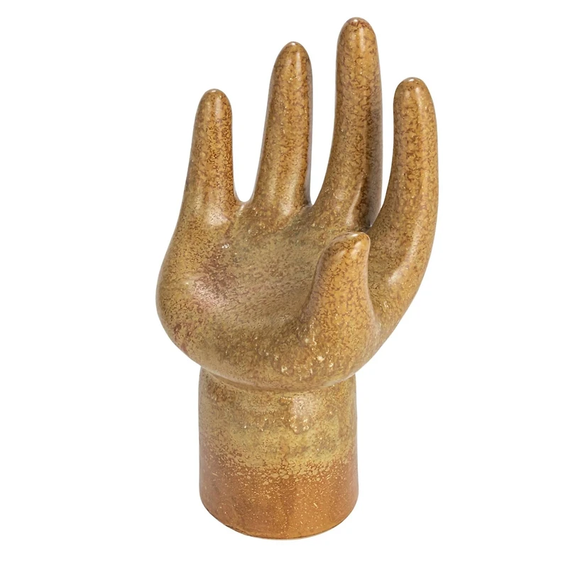 Hello Honey® 8.5" Brown Decorative Stoneware Hand with Reactive Glaze & Footed Base