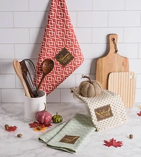 DII® Assorted Rustic Fall Embellished Dishtowel Set