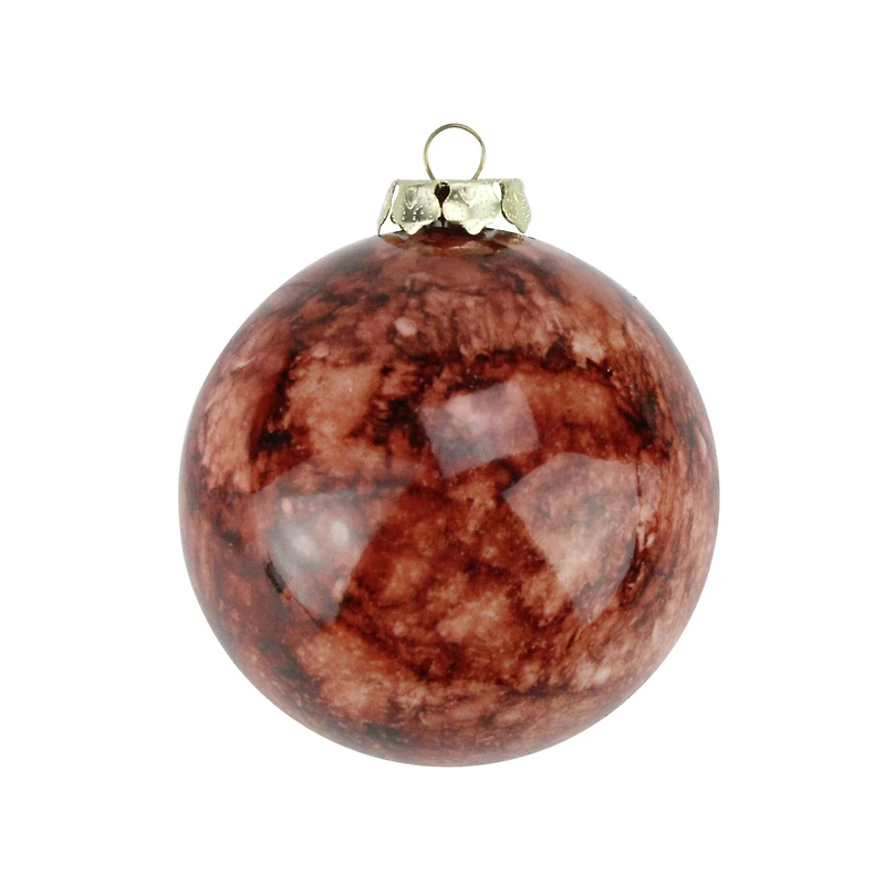 4ct Marbled Sienna Brown Shatterproof Ball Ornaments