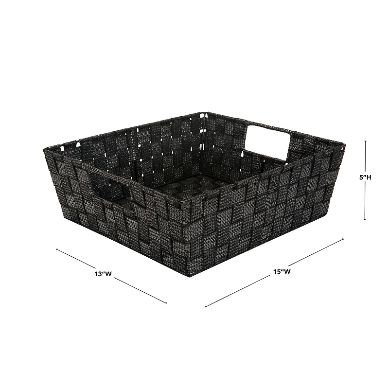 Simplify Lurex Striped Woven Storage Shelf Bin