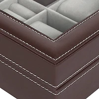 NEX™ 12" 8-Slot Brown Lockable Artificial Leather Watch Case Organizer