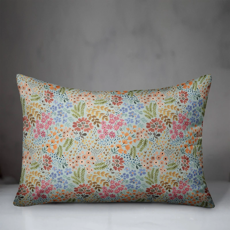 Wild Flower Floral Lumbar Throw Pillow
