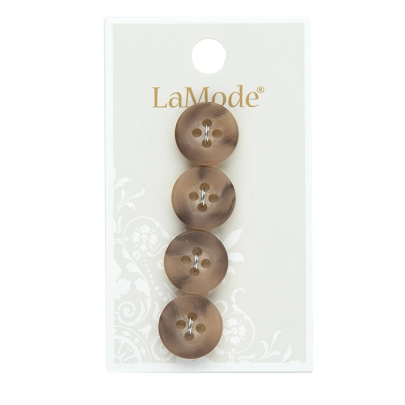 LaMode® 5/8" Beige & Swirl 4-Hole Buttons, 4ct.