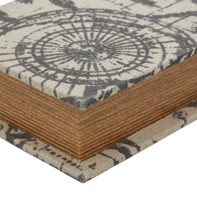 World Map Wooden Traditional Book Box Set