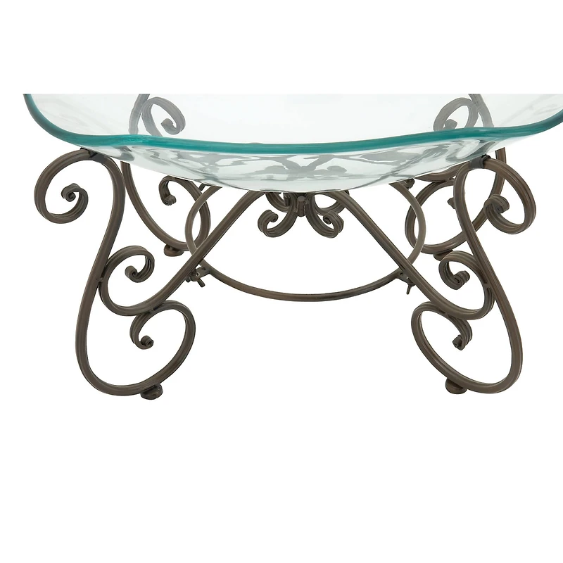 Brass Glass and Metal Traditional Serving Bowl, 14" x 21" x 16"