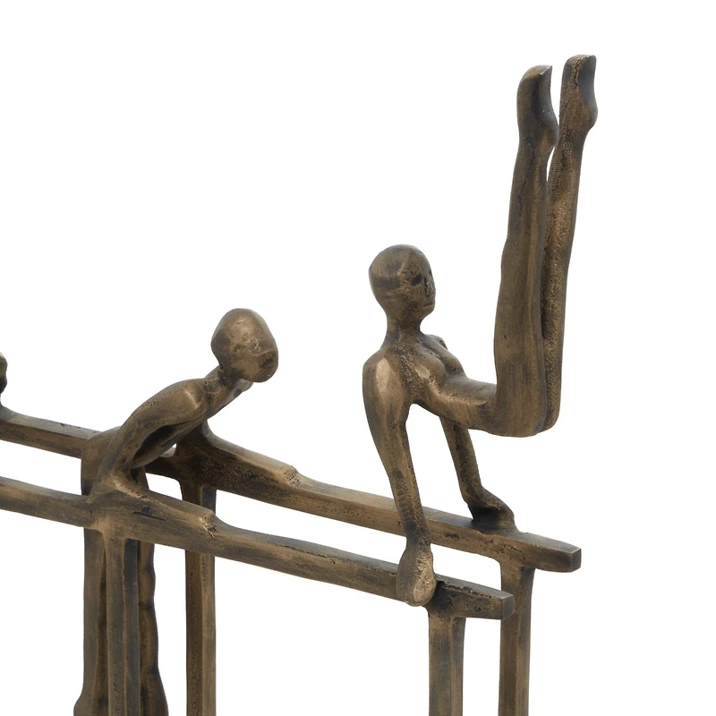 Gold Aluminum Modern Sculpture, Gymnastic 17" x 21" x 9"