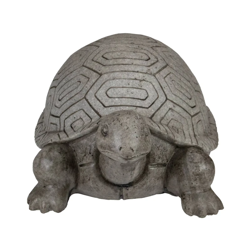 11.75" Polished Gray Turtle Outdoor Garden Statue