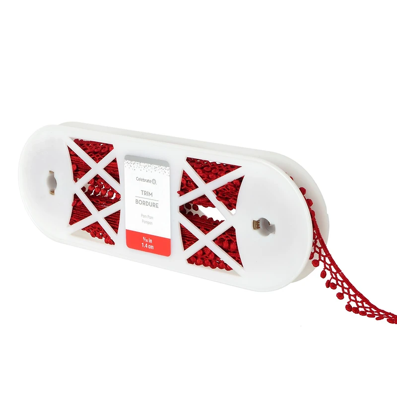 9/16" Red Pom Pom Trim by Celebrate It®