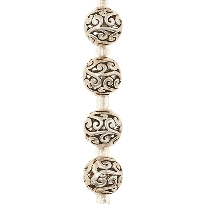 12 Pack:  Silver-Plated Round Filigree Beads, 10mm by Bead Landing™
