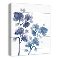 Blue Floral Shiplap 16" x 20" Canvas Wall Art