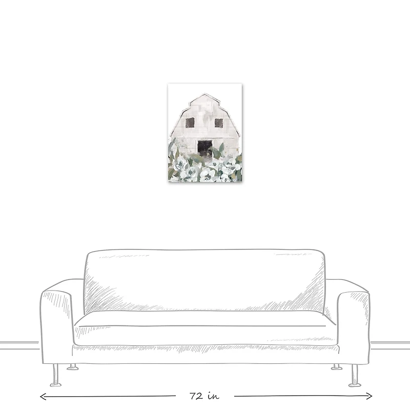 Sage Floral Barn Canvas Wall Art